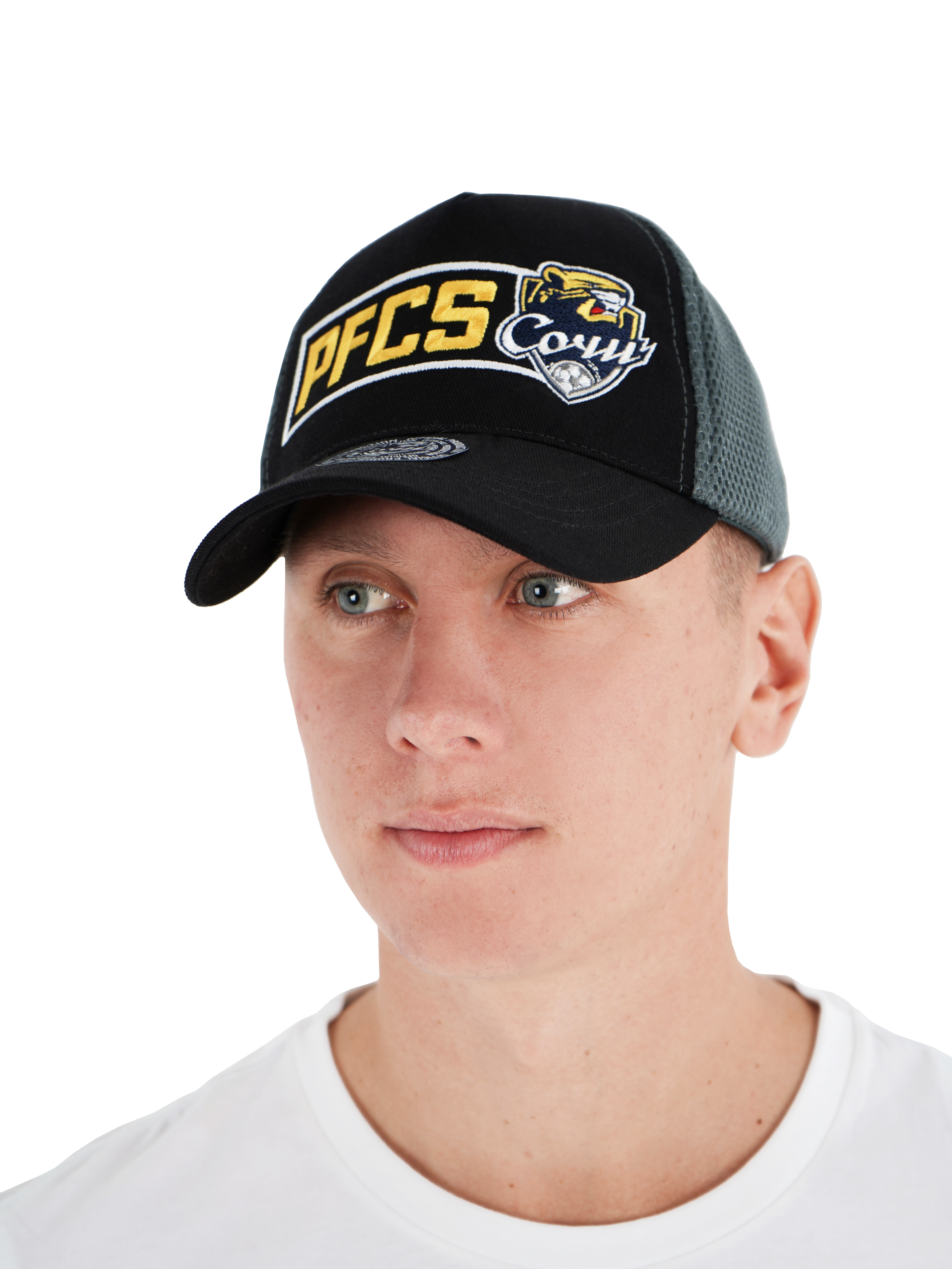 Бейсболка черно-серая с сеткой