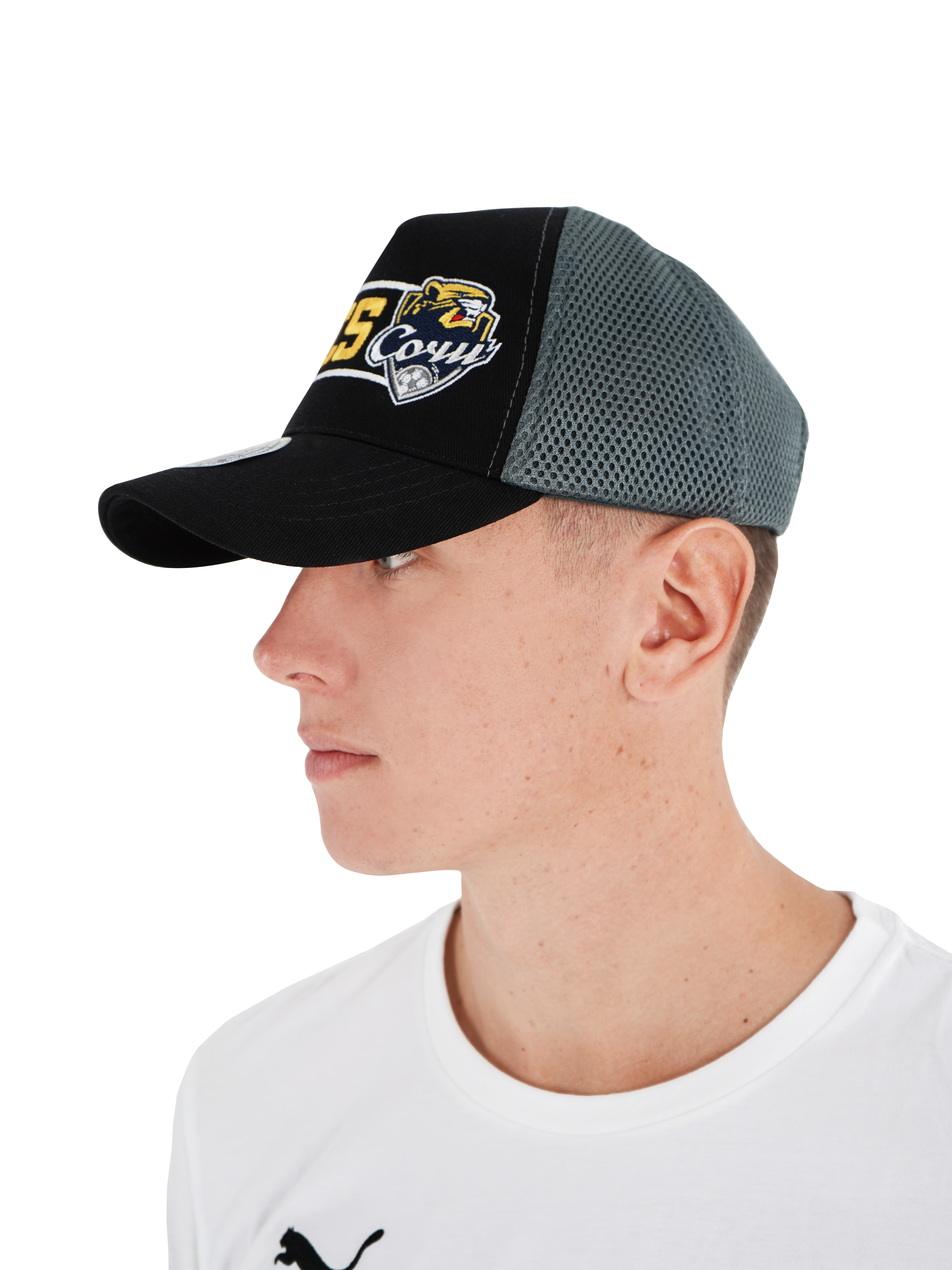 Бейсболка черно-серая с сеткой