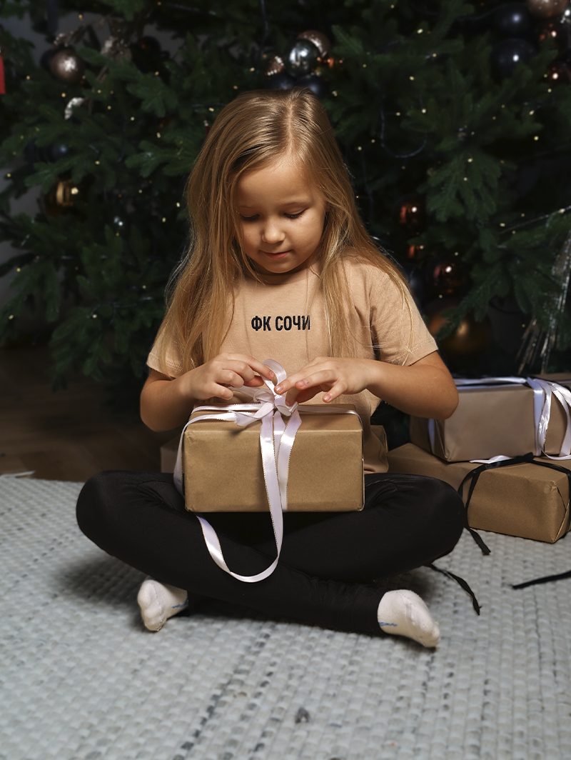 Футболка детская с вышивкой ФК "Сочи" песочная 