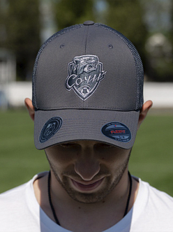 Кепка серая с эмблемой на резинке