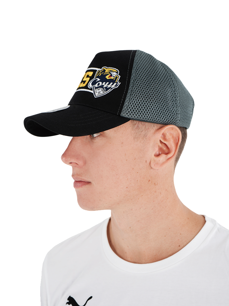 Бейсболка черно-серая с сеткой